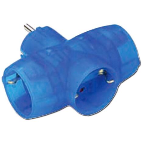 electricidad finstock adaptador triple schuko transpa azul 77512