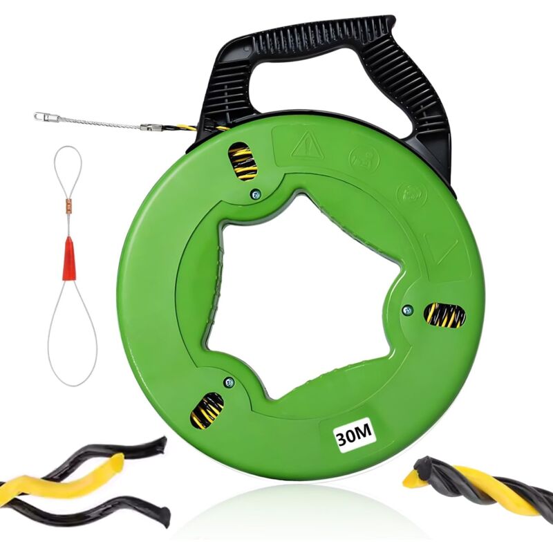 Electricien 30m, 4mm DiamèTre, tire cable avec boîtier et poignée en plastique, aiguille tire fil Avec ressort de guidage