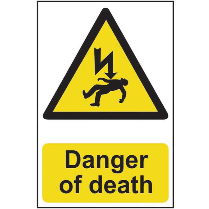 Spectrum Industrial - Electricity Danger of Death Self Adhesive Sign - 200 x 300mm