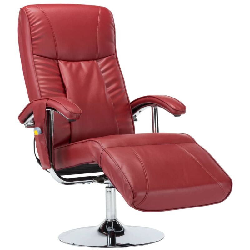 

vidaXL Sillón de Masaje de Cuero Sintético Vino Tinto - Rojo