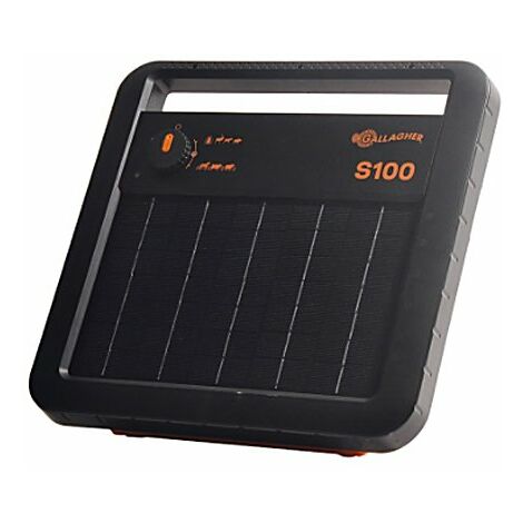 Électrificateur solaire Gallagher S100 avec panneau et batterie intégrée pour clôturer jusqu'à 10 km pour les chevaux, les bovins, les moutons, les chèvres et les porcs.