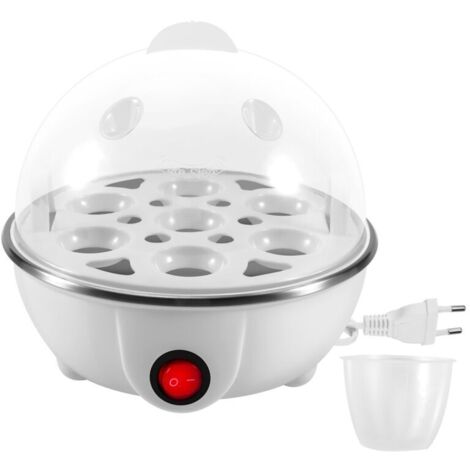 ÉLectrique Bouilli Outil de Cuisson Coqueserole Vapeur D'Acier Inoxydable Chauffage Fabricant ChaudièRe Cuiseur D'Oeufs, Prise EuropéEnne Blanc