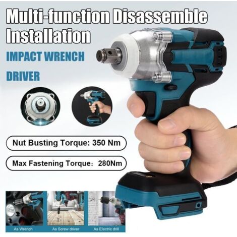 Electrique Boulonneuse Clé à choc Visseuse sans fil Percussion 350Nm Pour 18V Makita DTW285Z Li-Ion Batterie