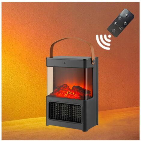 Mini Chauffe-cheminée électrique SONEW - Flamme Simulée - 1000W - Noir