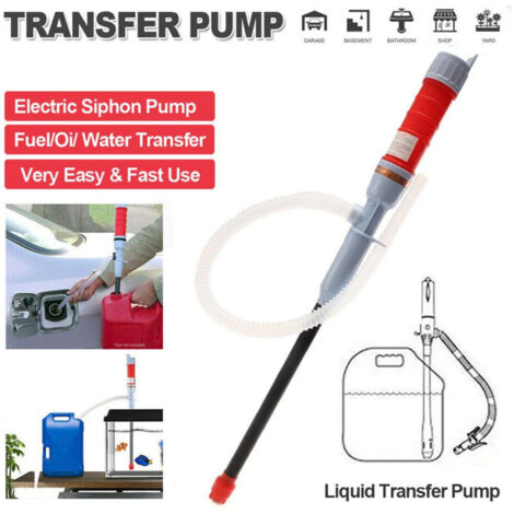 Electrique Pompe à Siphon de Transfert Batterie Liquide l'eau Pompe à Piles Tuyau de Siphon Essence Gaz Carburant Pompe Main Aspiration