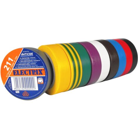ELECTRIX 211 Klebeband, Regenbogen, 10 Rollen, 15 mm x 10 m