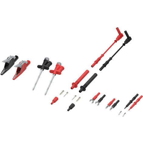 Electro PJP 426 Set aus Prüfspitzen + Messleitungen + Klemmhaken + Adapter + Krokodilklemmen