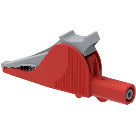 Electro PJP 5066-IEC-CD1-R Pince crocodile enfichable 4 mm CAT III 1000 V, CAT IV 600 V rouge