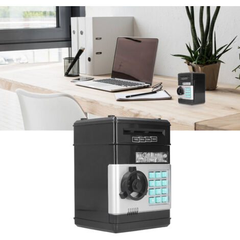Électrobanque ATM éducative pour enfants - Coffret d'économie électronique avec saisie automatique des billets et bac à pièces, en ABS durable, argent et noir, pour développer l'habitude de sauvegarde