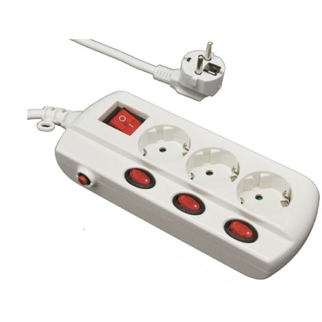 Electrobilsa F-Line - Base Múltiple con Interruptor Individual, Color: Blanco (EB1002660)