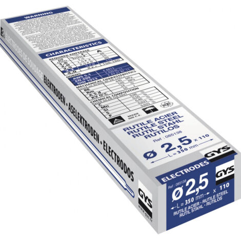 Electrode traditionnelle acier rutile 2,5mm - par 110 - GYS