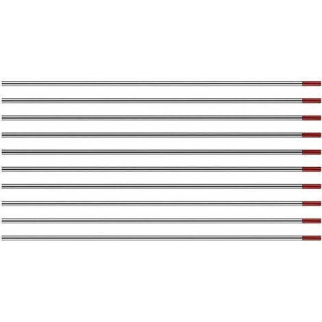 Électrodes de tungstène TIG WT20 1,6mm 150mm – Lot de 10 pièces – Pour soudage acier et alliages – Excellente stabilité de l'arc
