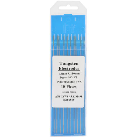 Électrodes en tungstène pur pour soudage TIG AC - 10 pièces, pointe verte, 2.0 x 150 mm