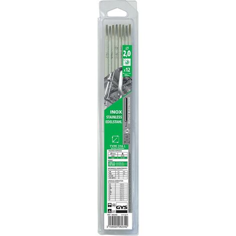electrodes inox 316l, diametre 3,2 mm, longueur 350 mm, boite de 25 pieces
