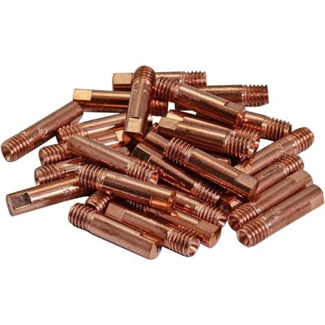Électrodes pour soudage MIG/MAG Conseils de contact 1,0mm 140.0253 M6x25mm Cuivre pour Torche de soudure 15AK MB15 CO₂ 50 pièces