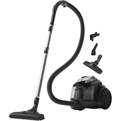 Electrolux Clean 600 Green, Aspirapolvere Senza Sacco Modello EL61C2GRN, Realizzato con il 76% di Plastica Riciclata, Spazzola per Parquet, Accessorio 3 in 1, 700 W, Capacità 1,6 L, Nero