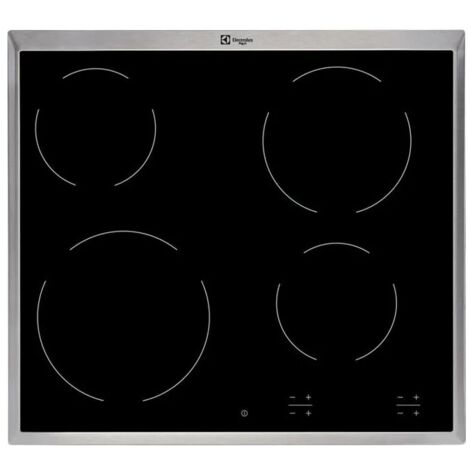 Electrolux KT6400X Piano cottura elettrico Serie 300 60cm. Colore del prodotto: Nero, Argento, Dimensione della larghezza del piano cottura: 57.6 cm, Tipo di superficie superiore: Vetro-ceramica. T...