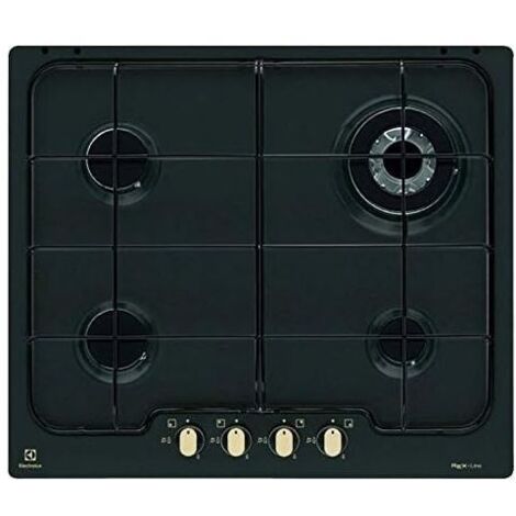 Electrolux PN640RUV Table de cuisson à gaz 60 cm Rustico Soft 4 brûleurs 1 brûleur triple couronne Noir Fonte