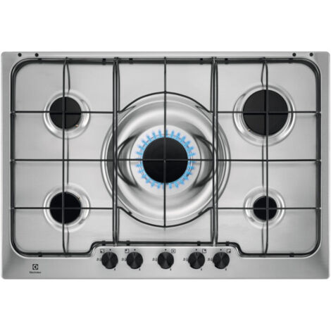 Electrolux RGG7252OOX. Colore del prodotto: Acciaio inox, Posizionamento dell'apparecchio: Da incasso, Dimensione della larghezza del piano cottura: 74.5 cm. Tipo di controllo: Manopola, Posizione ...