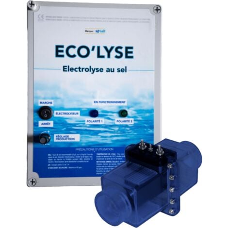 Electrolyseur au sel pour piscine jusqu'à 60 m3, 4 gr/L, production 11 gr/L, modèle Eco'lyse 60 de ByPiscine
