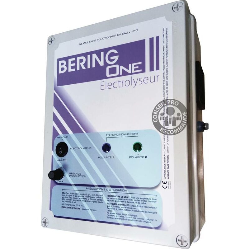 Electrolyseur électromécanique au sel Bering One - 22.5 x 13 x 30 cm - 40 m3