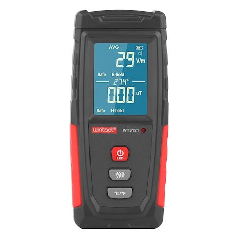 Electromagnetic radiation detector Optimus AT 3121 electromagnetic wave, thermometer, gray red
