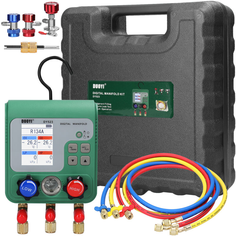 Decdeal - Electronic AirConditioning Refrigerant Fluoride Meter Vacuum Pressure Gauge Digital Manifold Gauge Automobile Refrigerant Repairing Vacuum