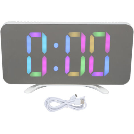 Electronic Clock RGB Color LED Mirror Display Clock Desktop Electric Alarm Clock for Student 3‑5V