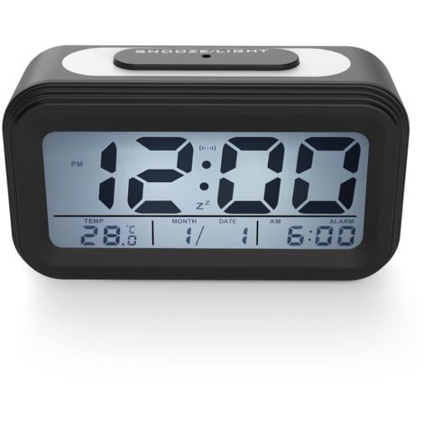 Electronic clock with LED display, with alarm, dark sensor, black