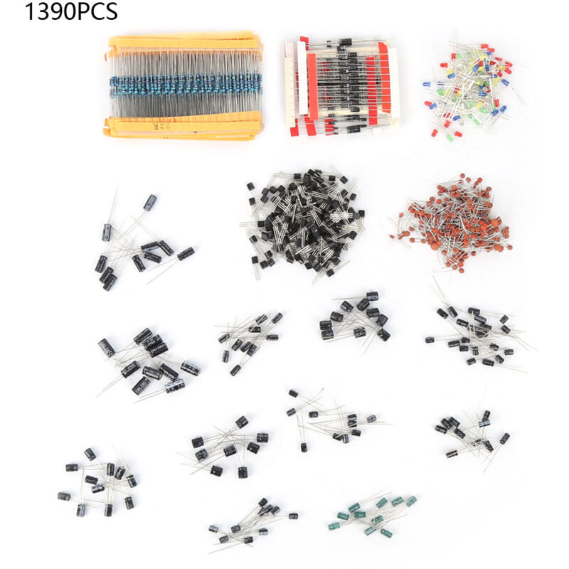 Ineasicer - Electronic Components Package Kit 1390pcs Résistance Condensateur Electrolytique Diode Led Transistor Condensateur Céramique Apprécier Le