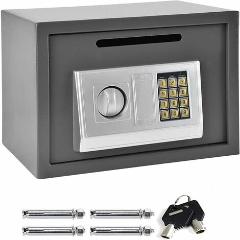 Electronic Digital Safe Box Large 16 Litre Volume for Home Hotel Security with 4 Locking Bolts and 2 Keys Wall or Floor Mounted 25x35x25CM, Grey