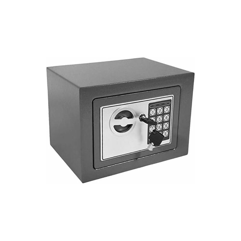 Electronic Home Mini Safe Box Digital Steel Money Cash Safe Key 4.6 Litre Volume Grey