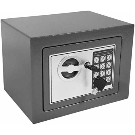Electronic Home Mini Safe Box Digital Steel Money Cash Safe Key 4.6 Litre Volume Grey