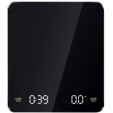 Electronic Kitchen Scale, 3kg/0.1g (kilogram), USB Rechargeable, LCD Display, Black