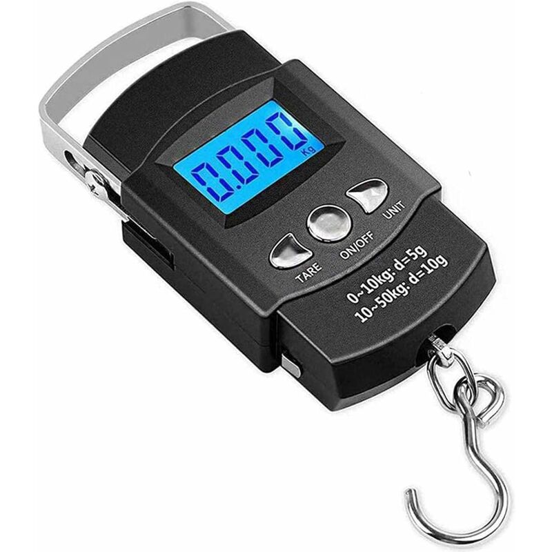 Electronic Luggage Scale, Digital Lcd Portable Electronic Fish Scale Weighs Suitcase Digital Travel Scale (Max 50Kg) With Hook + Tape Measure (100Cm)