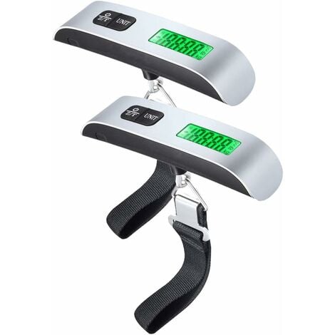 Electronic Luggage Scale, Travel Suitcase Scale, Portable Digital Scale, Digital Travel Scale, Max 50kg, Backlit LCD / Tare Function for Post Office, Home Use, Set of 2
