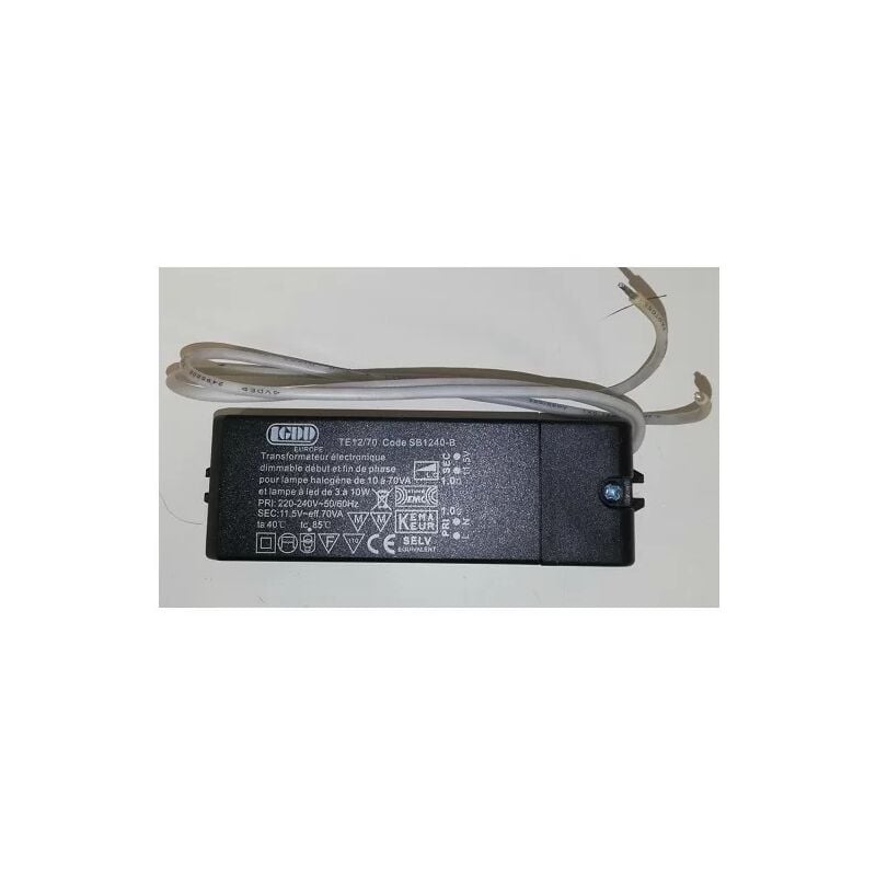 Electronic safety transformer for 12V halogen lamps