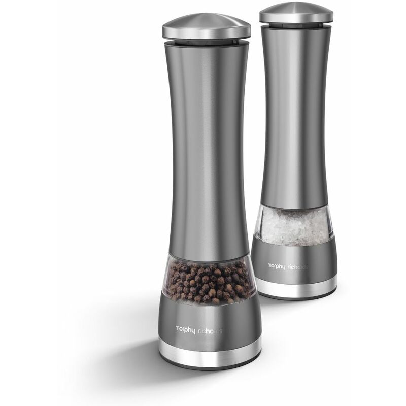 Richards 974237 Accents Electronic Salt and Pepper Mill Set, Stainless Steel, Titanium 0.61 x 6.5 x 6.5 cm - Morphy