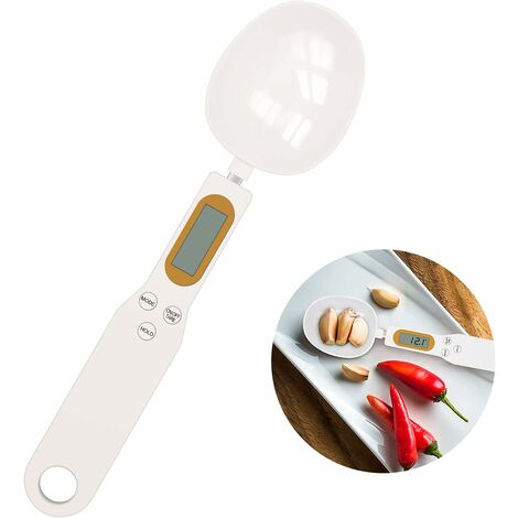 Électronique Cuillère Mesure,Betterlife cuillère doseuse numérique, Cuillère de Pesée Électronique de Cuisine avec Écran LCD, Balance Alimentaire Multifonctions la Cuisson,1 pcs blanche