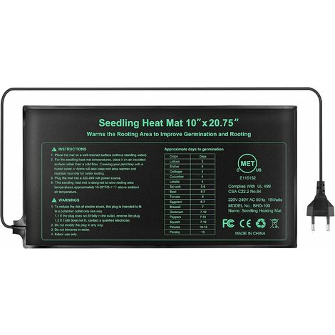 Electronique Tapis Chauffant 24x52cm, Coussin de Chauffage hydroponique imperméable pour l'usine de Reptile de Graine avec la Protection Contre la Puissance sûre et Durable CE certifié