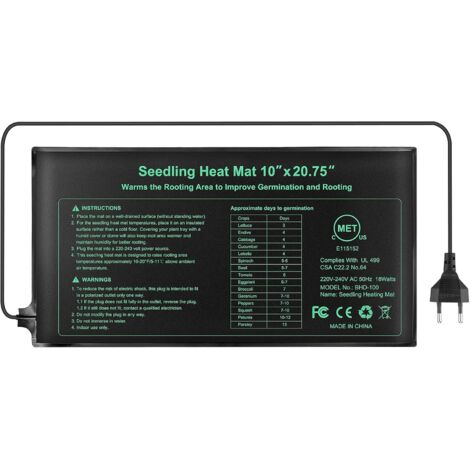 Electronique Tapis Chauffant 24x52cm, Coussin de Chauffage hydroponique imperméable pour l'usine de Reptile de Graine avec la Protection Contre la Puissance sûre et Durable CE certifié