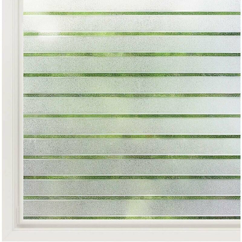 Boed - Electrostatic Window Film Horizontal Stripe Pattern Opaque Window Film Self-adhesive Static Frosted Glass Protection Kitchen Bathroom 45x200CM