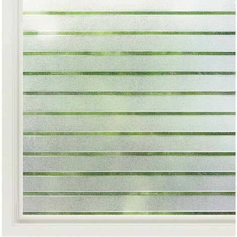 Electrostatic Window Film Horizontal Stripe Pattern Opaque Window Film Self-adhesive Static Frosted Glass Protection Kitchen Bathroom 45x200CM