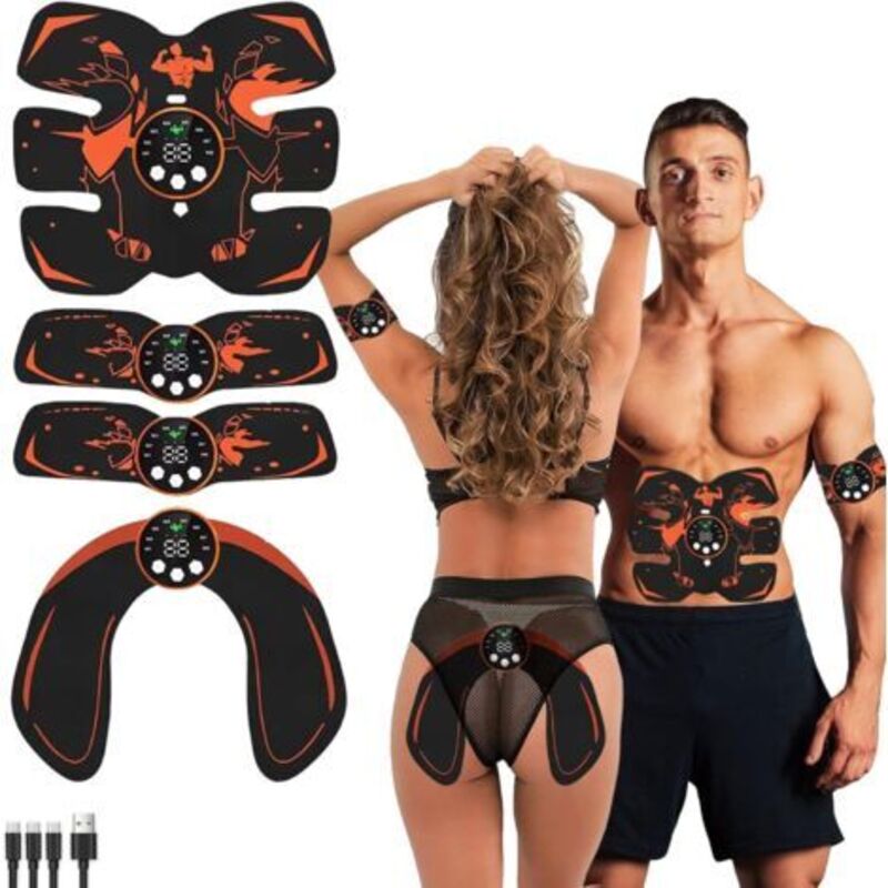 Electrostimulateur Musculaire, Abdos Appareil Electrostimulation Ceinture Abdominale Electrostimulation Écran LCD Rechargeable USB EMS Femme Homme