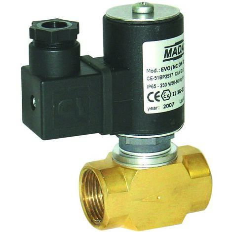 Electroválvula de gas normalmente cerrada con rearme automático 200 mbar 230vac