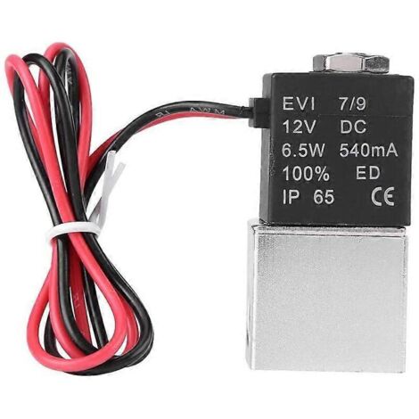 Électrovanne, 12 V CC 1/4" 2 voies normalement fermée 1,2 MPa, électrovanne pneumatique en aluminium pour eau et air (12 V CC)