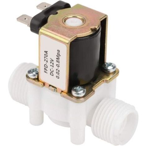 Électrovanne 12V G1/2", NC Normale Fermée, Entrée d'Eau Plastique pour Air et Eau Fiabilité Maximale