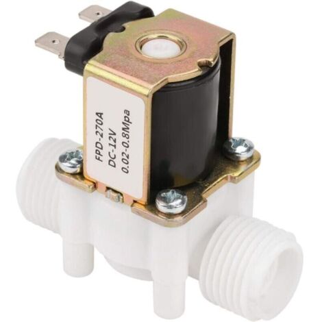 Électrovanne 12V G1/2", NC Normale Fermée, Entrée d'Eau Plastique pour Air et Eau Fiabilité Maximale