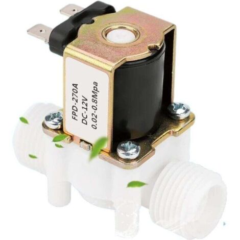 Électrovanne 12V G1 / 2&34 Vanne Électrique en Plastique de l'Eau Solénoïde d'Admission Normalement Fermé de N/C pour la Distribution de l'Eau