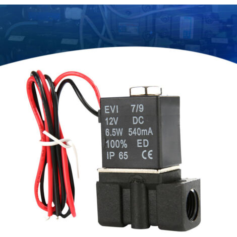 Électrovanne 2 voies en plastique, filetage NPT 1/4", normalement fermée (NC), 12 V CC